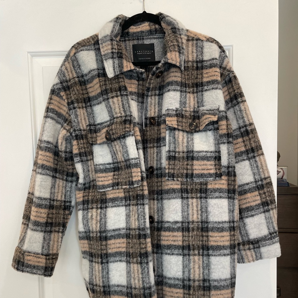 Sanctuary Plaid Fleece Shacket